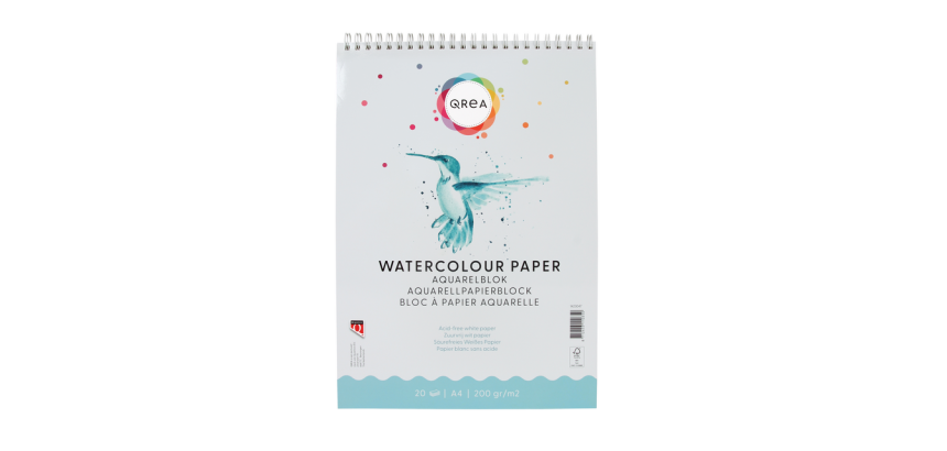 Aquarelblok Qrea A4 20 vel 200gr spiraal