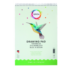 Bloc à dessin Qrea A3 24 feuilles 160g spirale