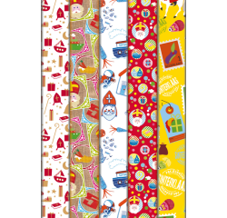 Papier cadeau Haza Saint-Nicolas 46,5x250cm boîte 100 pièces assorti