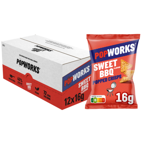 Chips Popworks Sweet BBQ 16gr