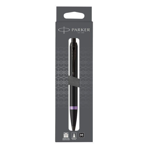 Stylo bille Parker IM Black Purple Vibrant Ring Medium blister