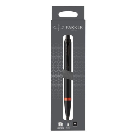 Stylo bille Parker IM Black Orange Vibrant Ring Medium blister