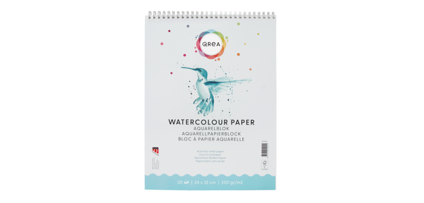 Aquarelblok Qrea 24x32 20 vel 200gr spiraal