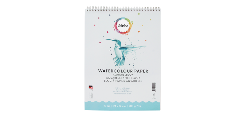 Aquarelblok Qrea 24x32 20 vel 200gr spiraal