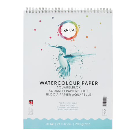 Bloc aquarelle Qrea 24x32cm 20 feuilles 200g spirale