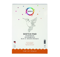 Bloc à croquis Qrea A3 24 feuilles 120g spirale