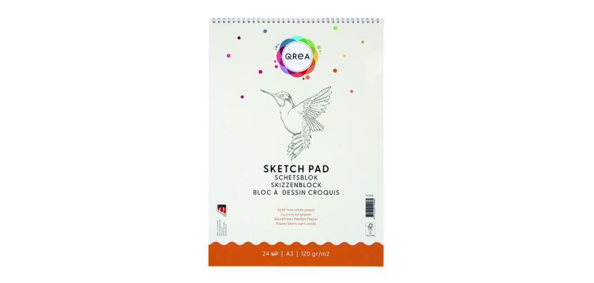 Bloc à croquis Qrea A3 24 feuilles 120g spirale