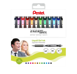 Roller gel Pentel Energel BL77 Medium assorti étui 12 pièces