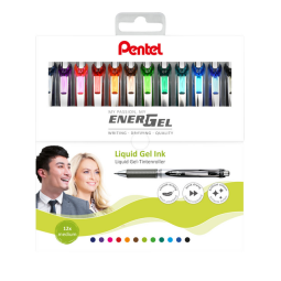 Gelschrijver Pentel BL77 Energel medium assorti etui à 12 stuks