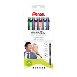 Gelschrijver Pentel BL77 Energel medium assorti etui à 6 stuks