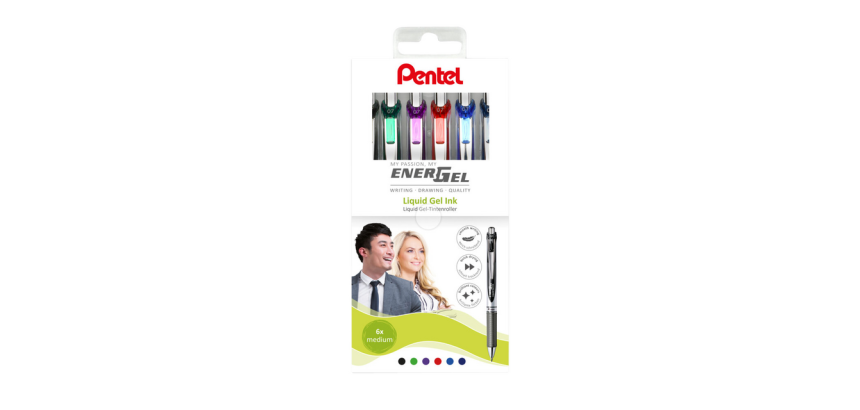 Pentel BL77 EnerGel Medium Gel Roller Assorted 6 Pieces