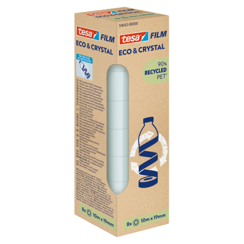 Plakband Tesa eco&crystal 59043 19mmx10m transparant 8 rollen