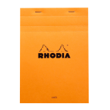 Rhodia orange head stapled pad no16, lined+margin, a5 - orange|
