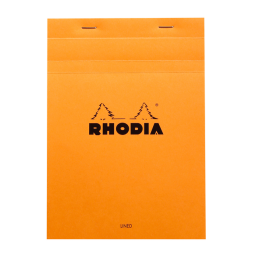 Rhodia Orange Head Stapled Pad No16, Lined+Margin, A5 - Orange|