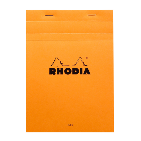 Schrijfblok Rhodia A5 lijn 80 vel 80gr met kantlijn oranje