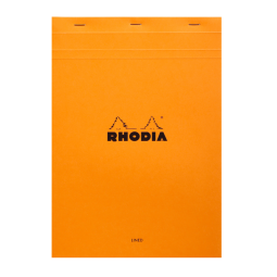 Rhodia Orange Head Stapled Pad No18, Lined+Margin, A4 - Orange|