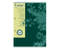 Clairefontaine Forever Calligraphe A4 Ruled Notepad 2 Holes 200 Pages 70g Green