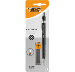 Vulpotlood Bic Criterium HB 0.5mm incl 12 stiften zwart blister à 1st
