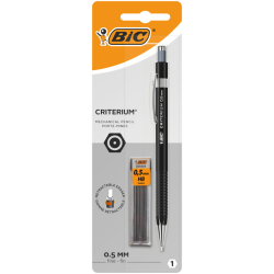 Vulpotlood Bic Criterium HB 0.5mm inclusief 12 stiften zwart blister à 1 stuk