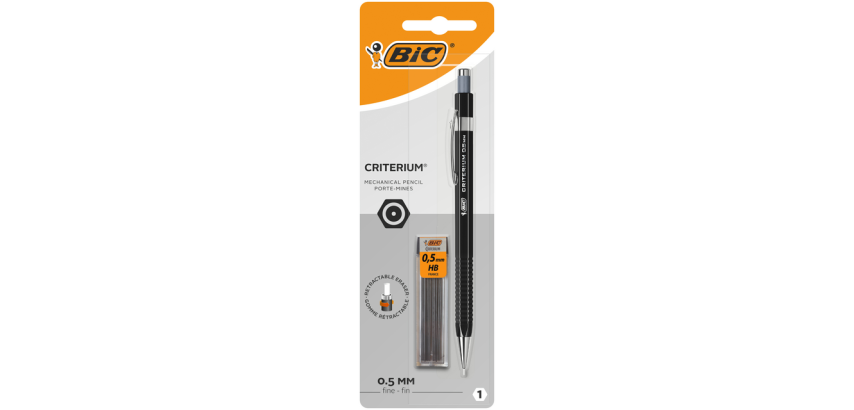 BIC Criterium Mechanical Pencil HB 0.5mm includes 12 black leads blister