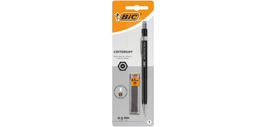 BIC Criterium Mechanical Pencil HB 0.5mm includes 12 black leads blister