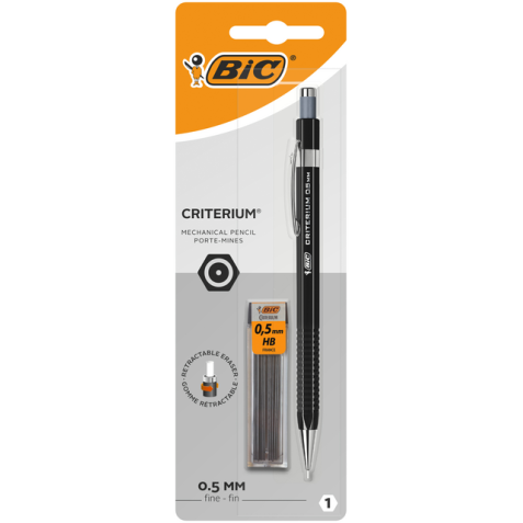 Portemine BIC Criterium HB 0,5mm inclus 12 mines noir blister 1 pièce