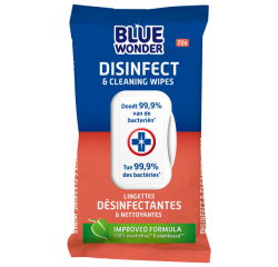 Lingettes désinfectantes et nettoyantes Blue Wonder 72 pièces