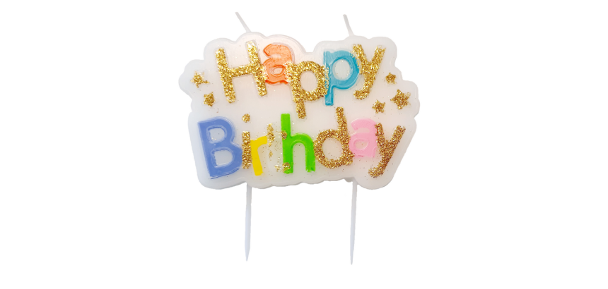 Kaarsje Happy 'Happy birthday' 10.5cm