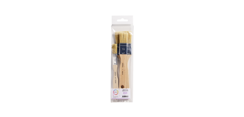 Flat brushes Qrea pig bristle set 3 widths