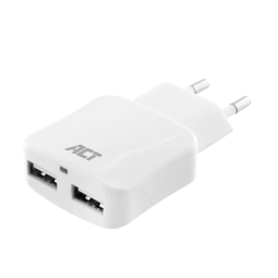 Chargeur ACT USB 2 ports 2.1A 12W blanc