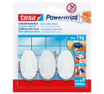 Crochet tesa Powerstrips® SMALL ovale adhésif amovible blanc 3 pièces