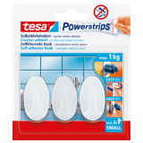 Haken tesa Powerstrips® SMALL Ovaal zelfklevend verwijderbaar wit 3 stuks