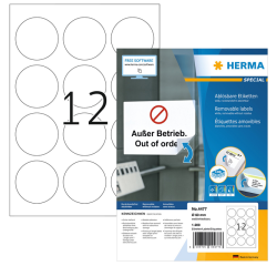 Etiket HERMA 4477 60mm verwijderbaar wit 1200 etiketten