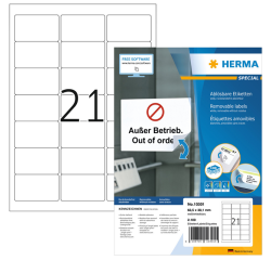 Etiquette HERMA 10301 63,5x38,1mm amovible blanc 2100 étiquettes