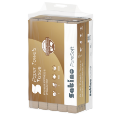 Handdoek Satino PT3 PureSoft v-vouw 2-laags 240x230mm 20x200 vel naturel 277540