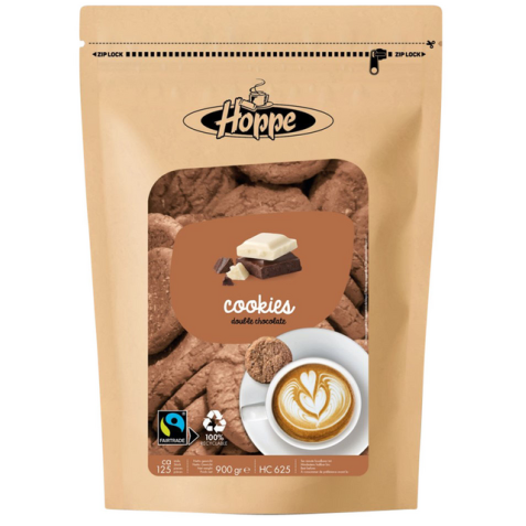 Koekjes Hoppe Cookies fairtrade double chocolate circa 125stuks