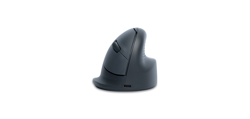 Vertical ergonomic wireless rechargeable mouse R-Go HE Basic right-handed grey - size M