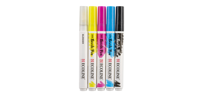 Talens Ecoline Brush Pen Primary 5 Assorted Pieces