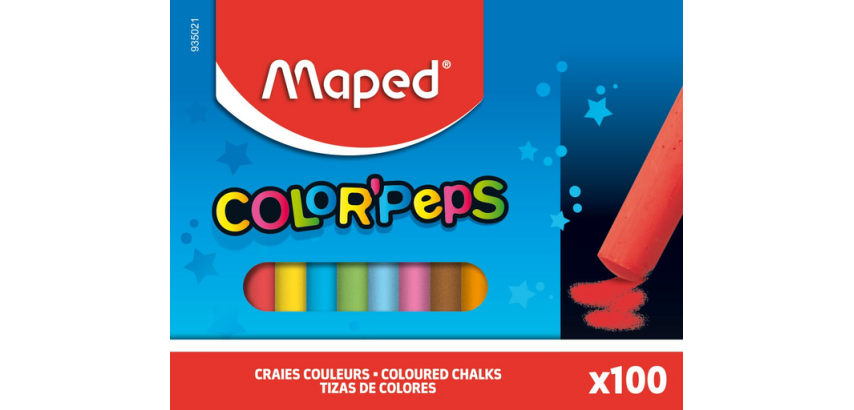 Craie tableau noir Maped Color'Peps boîte 100 pièces assorti