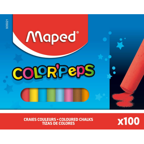 Craie tableau noir Maped Color'Peps boîte 100 pièces assorti