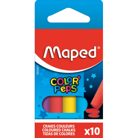 Craie tableau noir Maped Color'Peps boîte 10 pièces assorti