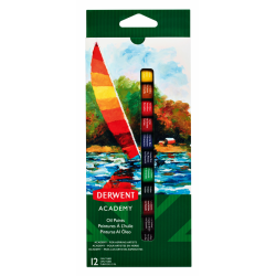 Peinture à l'huile Derwent Academy blister 12 tubes de 12ml asssorti