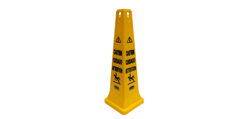 Cône de sécurité Rubbermaid multilingue 91cm jaune