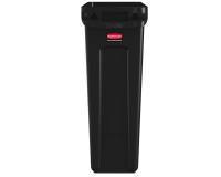 Afvalbak Rubbermaid Slim Jim Vented met luchtsleuven 87 liter zwart