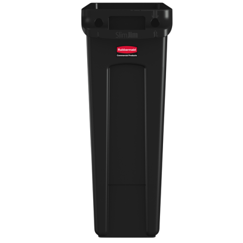 Afvalbak Rubbermaid Slim Jim Vented met luchtsleuven 87liter zwart