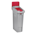 Deksel Rubbermaid Slim Jim Recyclestation gesloten rood