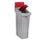 Deksel Rubbermaid Slim Jim Recyclestation gesloten rood