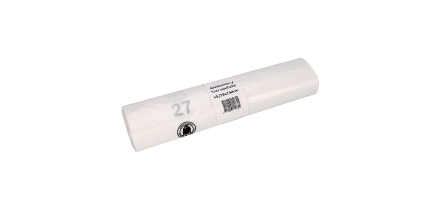 Sac poubelle Cleaninq 65/25x140cm HDPE Recycled T25 240L transparent rouleau 10 pièces