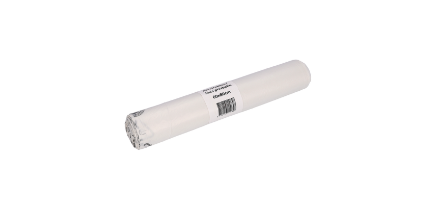 Sac poubelle Cleaninq 60x80cm HDPE Recycled T23 60L transparent rouleau 25 pièces