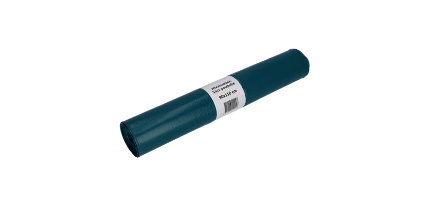 Sac poubelle Cleaninq 90x110cm LDPE Recycled T60 160L bleu rouleau 20 pièces